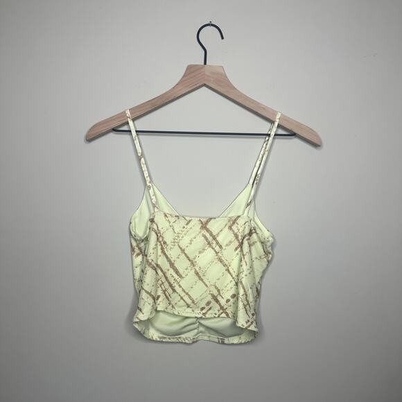 BP Yellow Printed Ruched Tank Top - Picture 2 of 5